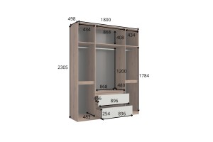 MADERA Kleiderschrank 180 cm Grau / Nussbaum, moderner Schlafzimmerschrank Deine Möbel   