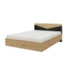 Stilvolles Holzbett in Eiche-Optik mit schwarz abgesetztem Kopfteil für das Schlafzimmer.