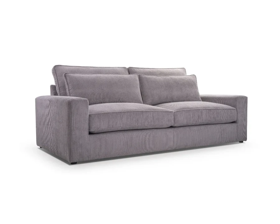Mauve-farbenes Cordsofa, elegantes 3-Sitzer Sofa in trendigem Grauviolett.
