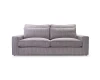 Graues 3-Sitzer Sofa aus weichem Cordstoff in Frontansicht für das Wohnzimmer.