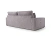 Rückansicht eines 3-Sitzer Sofas in grauem Cord-Design auf weißem Hintergrund.
