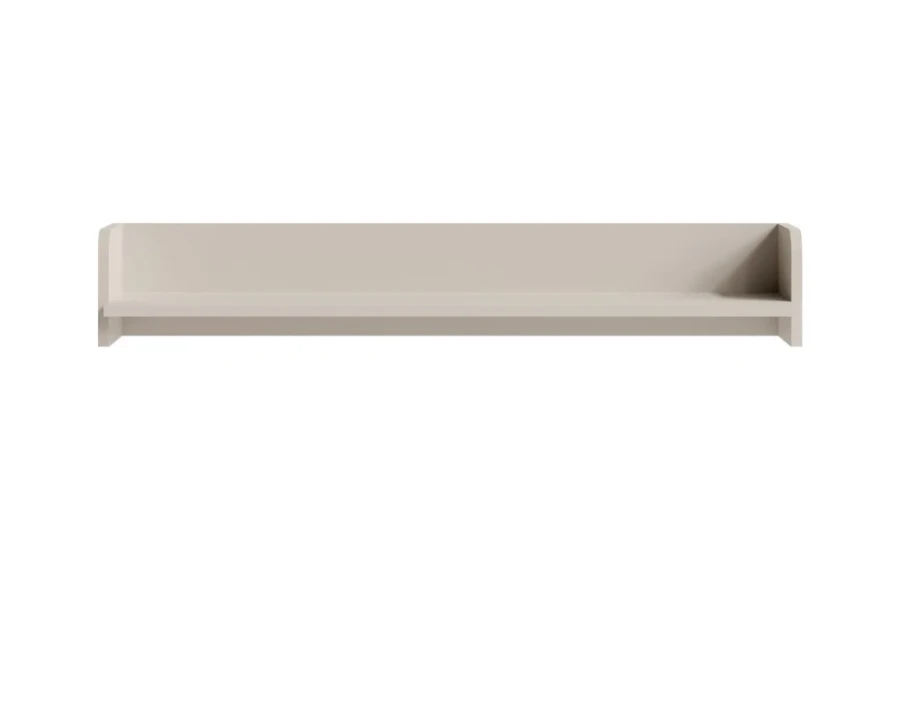 Modernes schwebendes Wandregal in Beige für minimalistische Einrichtung.