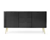 Frontansicht: Schwarzes Sideboard mit strukturierter Front und goldenen Beinen.