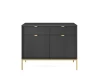 Schwarzes Sideboard mit eleganter Rillenfront und goldenen Metallbeinen
