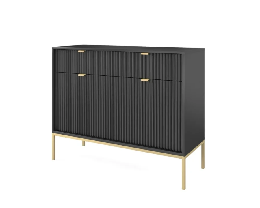 Modernes anthrazitfarbenes Sideboard mit vertikaler Lamellenstruktur