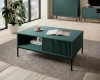 Stilvolles Wohnzimmer-Set mit salbeigrünem Couchtisch, TV-Board und passendem Schrank.