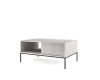 Seitenansicht eines minimalistischen Couchtischs in Grau mit elegantem Design.
