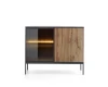 Sentio Highboard S-01 mit Lamellen-Optik und beleuchtetem Glasfach für das Wohnzimmer.