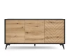 Breites Sideboard Diamant mit 3 Türen in Eiche-Nachbildung und dekorativem Fischgräten-Muster.