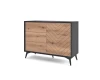 Seitenansicht des Diamant Sideboards mit Eichenfront und schwarzen Akzenten für das Wohnzimmer.