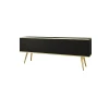 Schwarzes TV-Lowboard mit dekorativer Rillenfront und eleganten goldenen Füßen.