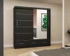 Moderner Kleiderschrank in Anthrazit mit Schiebetüren und Spiegel für das Schlafzimmer.
