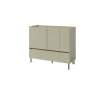 LIBU Sideboard in Beige mit 3 Türen, 2 Schubladen und schwarzen Metallbeinen.