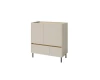 Kleine LIBU Kommode in Beige mit 2 Türen und 2 Schubladen für das Schlafzimmer.