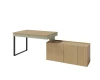 Funktionaler Winkelschreibtisch in Eiche und Hellgrau mit Sideboard für das Büro.