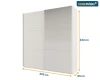 Maßskizze für Kleiderschrank: Breite 225 cm, Höhe 244 cm, Tiefe 65 cm.