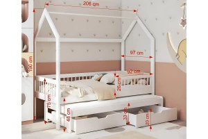 ADA 90x200 Weiß Hausbett Ausziehbett Deine Möbel