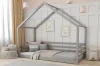 Hausbett grau für Kinderzimmer, bodennahes Kinderbett mit Rausfallschutz