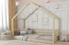 Hausbett aus Massivholz Kiefer für Kinder, gemütliches Bettgestell in Hausform
