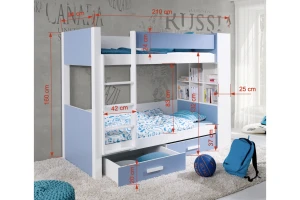 GEORG 90x200 Weiß + Anthrazit Etagenbett für 2 Kinder mit Schubladen Deine Möbel