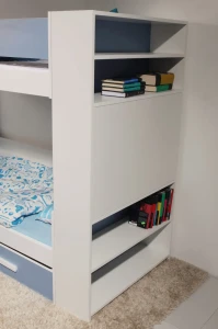 GEORG 90x200 Weiß + Eiche Gold Etagenbett für 2 Kinder mit Schubladen Deine Möbel