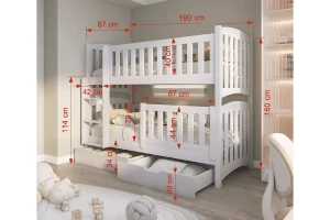NOAH II 90x200 Weiß Etagenbett mit Schubladen Deine Möbel