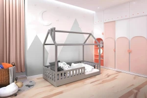 ROSI 90x200 Grau Bodenbett Hausbett Einzelbett Deine Möbel