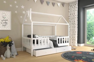 ROSI 140x200 Weiß Hausbett Einzelbett mit Schubladen Deine Möbel