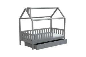 ROSI 140x200 Grau Hausbett Einzelbett mit Schubladen Deine Möbel