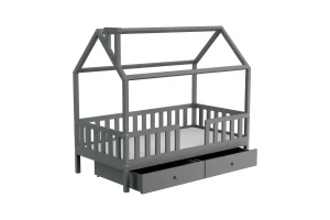 ROSI 140x200 Grau Hausbett Einzelbett mit Schubladen Deine Möbel