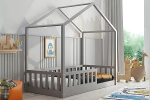 SKY 90x200 Grau Bodenbett Hausbett Einzelbett Deine Möbel