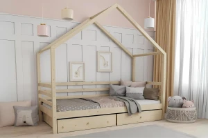 COMET 90x200 Kiefer Hausbett Kinderbett mit Schubladen Deine Möbel