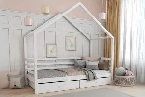 COMET 120x200 Weiß Hausbett Kinderbett mit Schubladen Deine Möbel