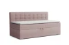Boxspring-Einzelbett in Altrosa mit gestepptem Kopfteil für modernes Wohnen.