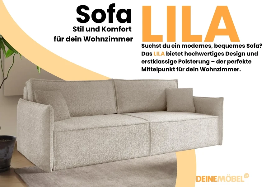 Sofa LILA: Stilvolles und bequemes Wohnzimmersofa mit hochwertigem Design.