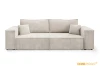 Beiges Cord-Sofa Pedro in Frontalansicht, zeitloses Design mit breiten Lehnen und Kissen für hohen Komfort.