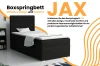 Boxspringbett JAX in Schwarz mit stilvollem Design und praktischem Stauraum für ein modernes Schlafzimmer.