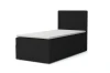 Modernes schwarzes Boxspringbett JAX mit hohem Kopfteil und weißer Matratze, freigestellt auf weißem Grund.