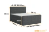 Maße für graues Boxspringbett aus Cordstoff mit hohem Kopfteil
