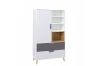 Modernes Highboard Justin in Weiß und Anthrazit mit Eichen-Element im skandinavischen Stil.