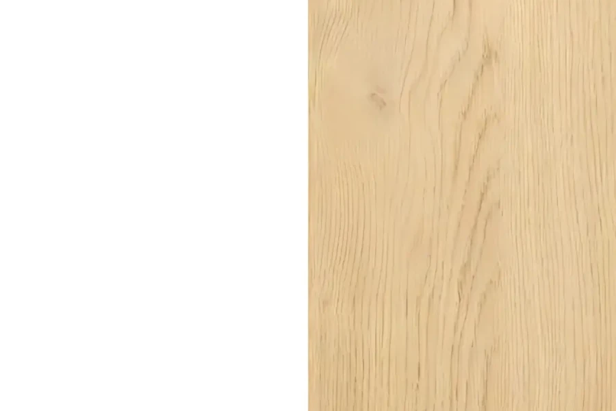 Material-Detailansicht der Oktavia Möbel in mattem Weiß und natürlicher Eiche-Holzstruktur.