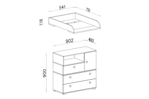 OKTAVIA A Babyzimmer-Komplettset OKTAVIA A Kinderzimmer-Set mit Wickelkommode Wickeltisch Babyzimmer Kinderzimmer Deine Möbel