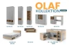 OLAF Kollektion Kindermöbel Set in Grau und Eiche mit Kleiderschrank, Bett und Schreibtisch.