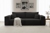 Schwarzes Big Sofa mit breiten Lehnen im modernen Wohnzimmer