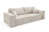 Modernes beige Cord-Sofa im minimalistischen Design vor weißem Hintergrund