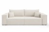Modernes cremeweißes Sofa mit Bouclé-Bezug auf weißem Hintergrund