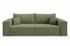Modernes grünes Sofa mit Kissen isoliert auf weißem Hintergrund.