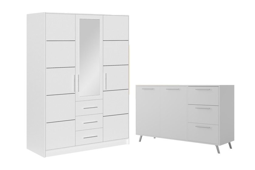 LABOO A Schlafzimmer Set Kleiderschrank 150 cm & Kommode 140 cm Deine Möbel 