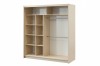 Praktische Kleiderschrank-Innenausstattung in Beige mit Regalen und zwei Kleiderstangen.