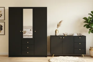 SEATTLE B Schlafzimmer-Set mit Kleiderschrank 150 cm & Kommode 140 cm, in Schwarz matt oder Weiß matt Deine Möbel  
